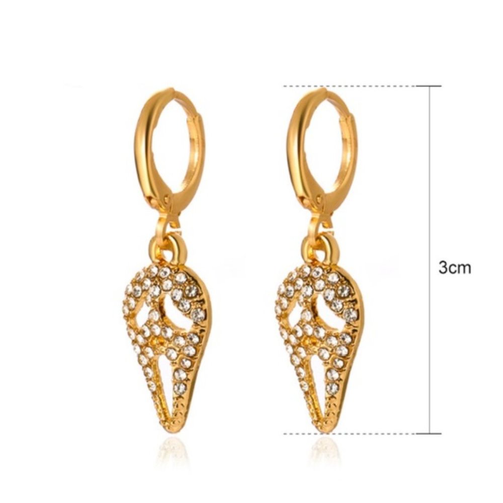 Scream Gold Tone Rhinestone Earrings - Picture 3 of 3